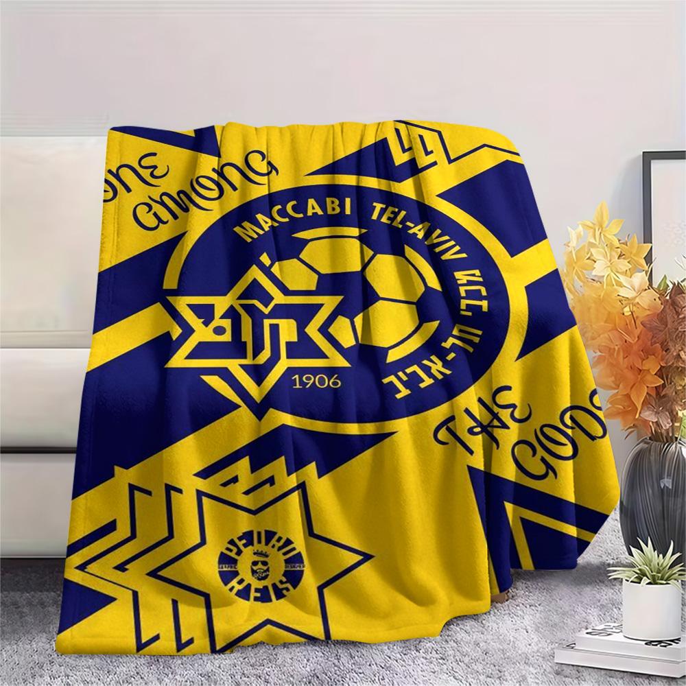 1Pc Maccabi Tel Aviv FC Print Flannel Blanket High Quality Warm Comfortable Cover for All Seasons Perfect for Gifts Home Decor