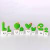 4Pcs/Set Mini Potted Cactus Ornament Cartoon Expression LOVE Shape Cactus Planter Pot Statue Figurine