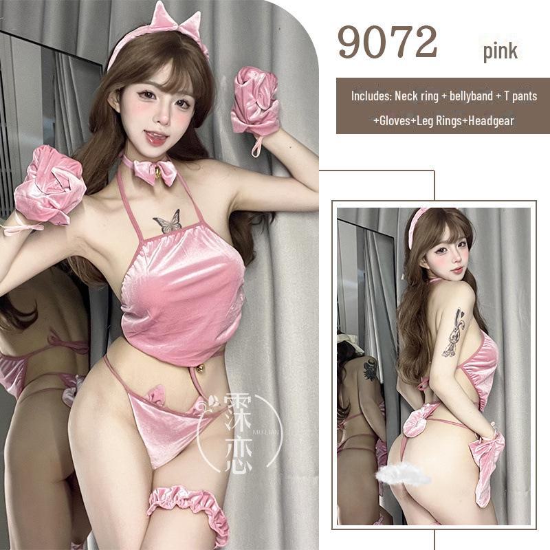 Mi Lian Милое нижнее белье для девочек-кошек: Костюм горничной на подтяжках из бархата