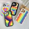 Ae93 Rainbow Art Design Protective Phone Cases for Apple iPhone 16 15 14 13 Pro Max 11 12 Mini XR 7 8 6s Plus XS Max SE Wave TPU Back Cover