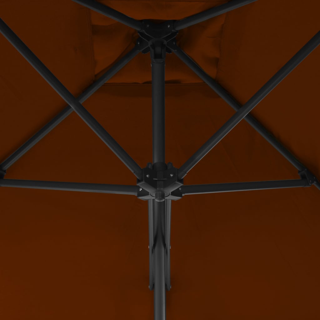 300x230 cm Steel Mast Sun Umbrella in Terracotta Brown