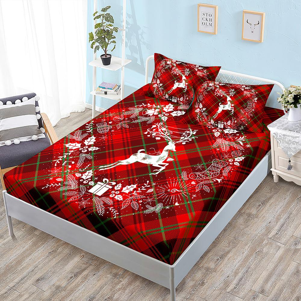 Christmas Mattress Three-Piece Bedspread Children'S Kit Mattress Protective Cover