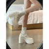 White Small Fragrant Style Thick Heel High Heels Women's New Autumn and Spring Small French Mary Jane Shoes