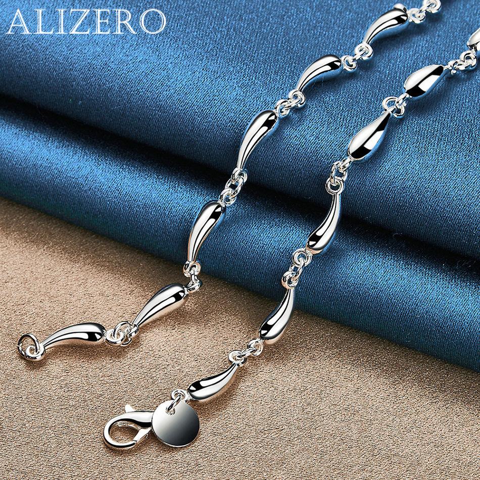 ALIZERO Ожерелье из стерлингового серебра 925 пробы Ожерелье в виде капли воды Женские Мужские Украшения Для Модной Вечеринки и Повседневной Носки