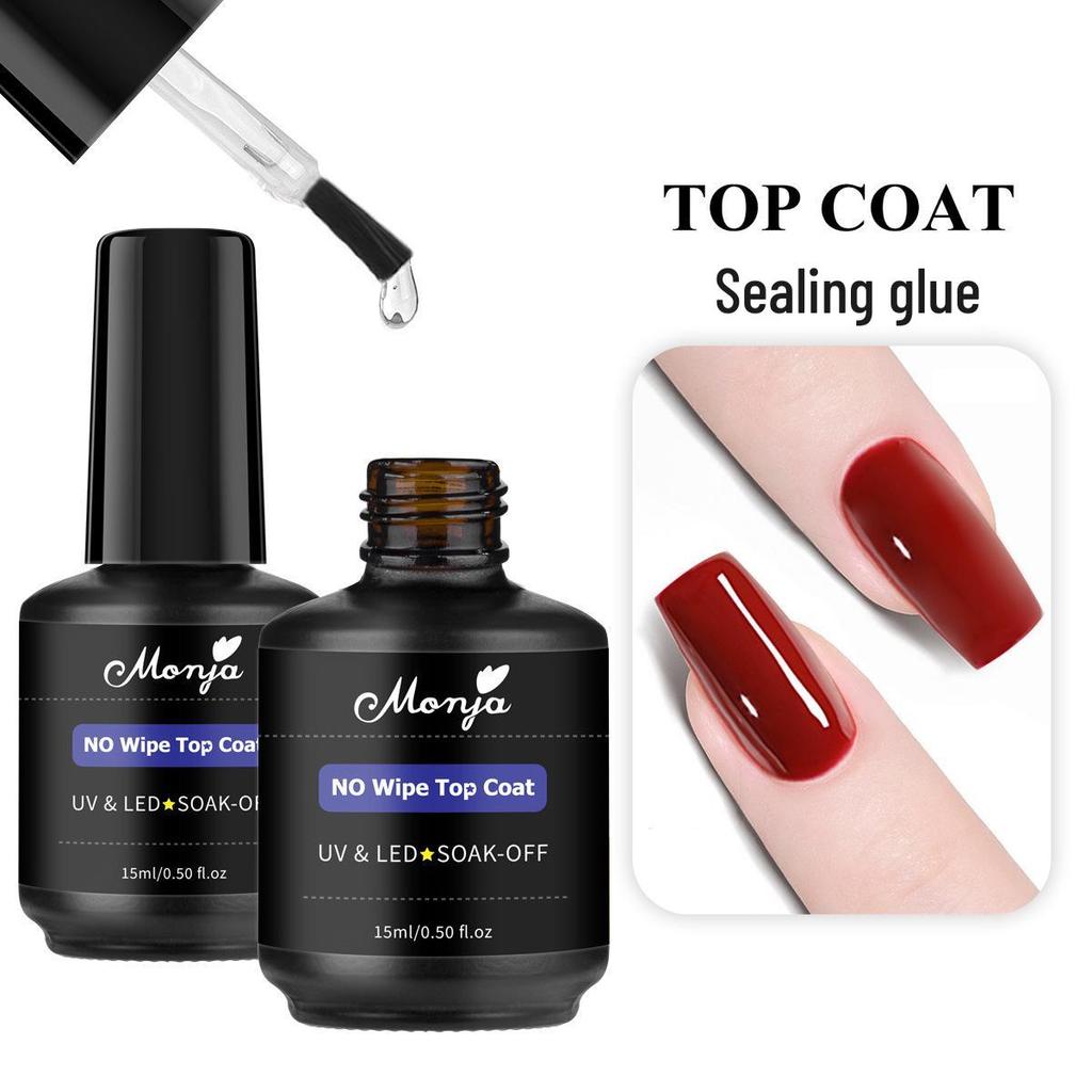 Monja Nail Art Прозрачный укрепляющий гель с закаленным финишным покрытием без липкого слоя для салонных хрустальных ногтей