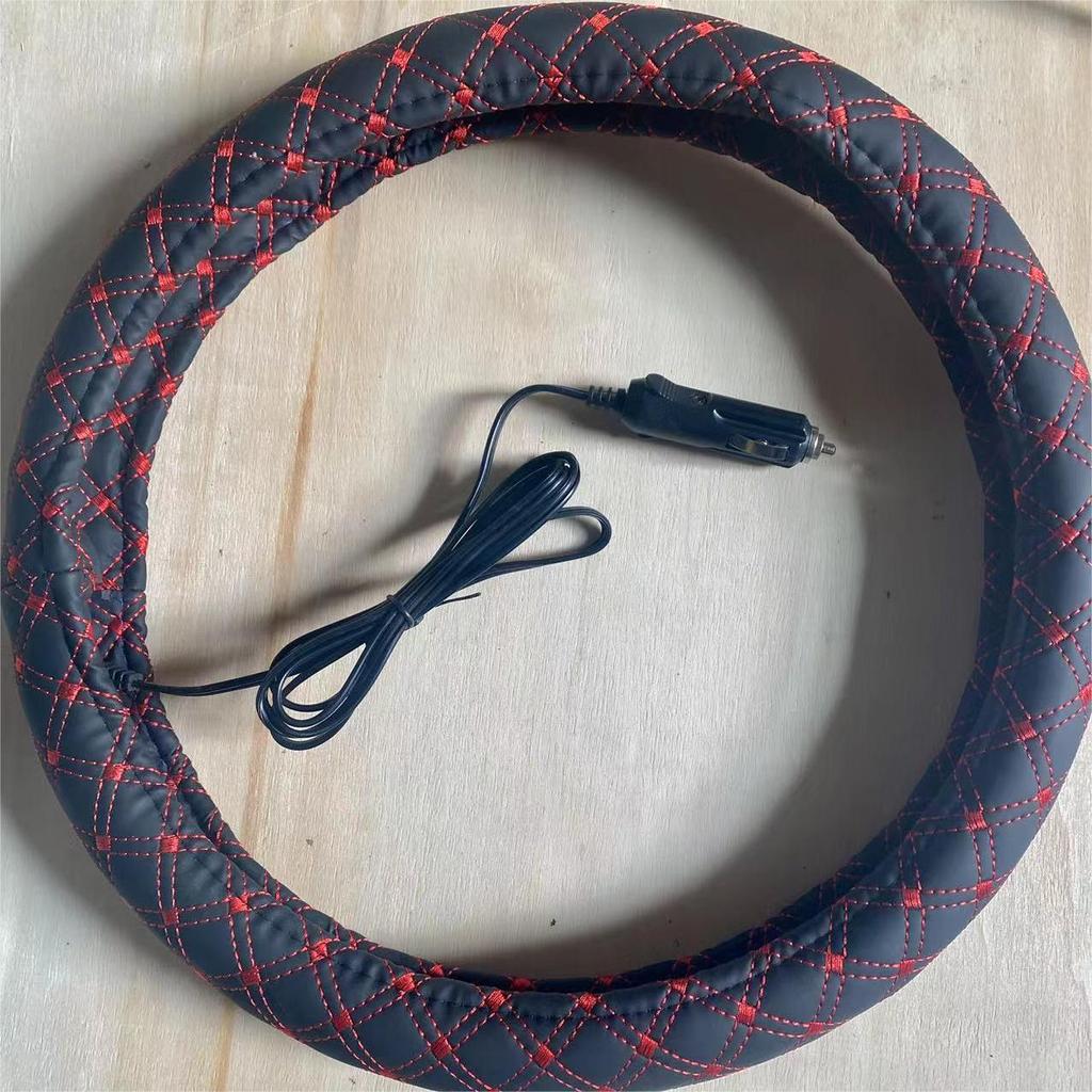 Electric Heated Suede Winter Steering Wheel Cover, 12V Warm Handle