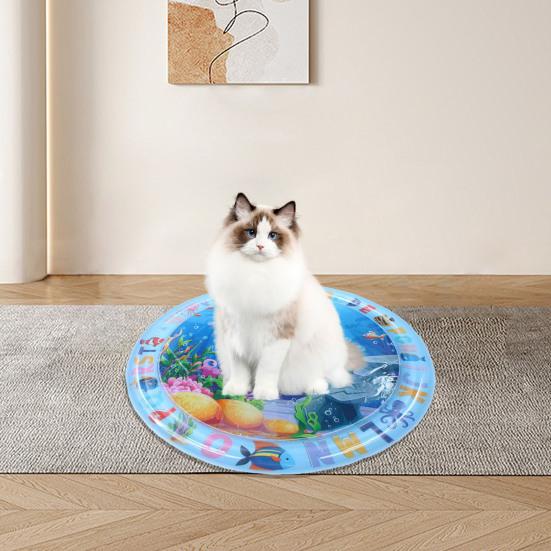 Водный сенсорный игровой коврик, интерактивные игрушки для кошек, коврик для самостоятельной игры с надувным рисунком морских животных