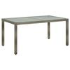 VidaXL Garden Table 150x90x75 Cm Tempered Glass and Poly Rattan Grey 316707