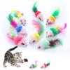 Colorful Plush Feather Mouse Cat Toy with Rustling Sound for Self-Play