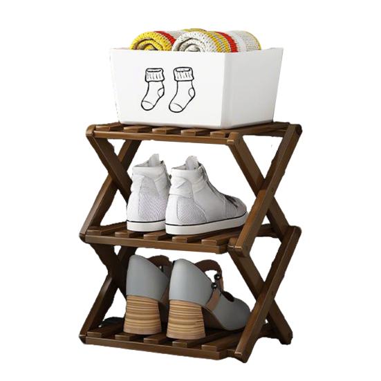 Многоуровневая складная бамбуковая полка для обуви без сборки, узкая, экономичная, для прихожей, кладовки, общежития