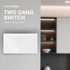 Mezeen  Wall Switch PC Panel Big Rocker 2 Gang 1 2 3 Way Light Switch With Replaceable Glass Blue Grey White Margin