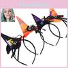 Elegant Halloween Witch Hat Headband With Spider Web Lace And Pumpkin Design