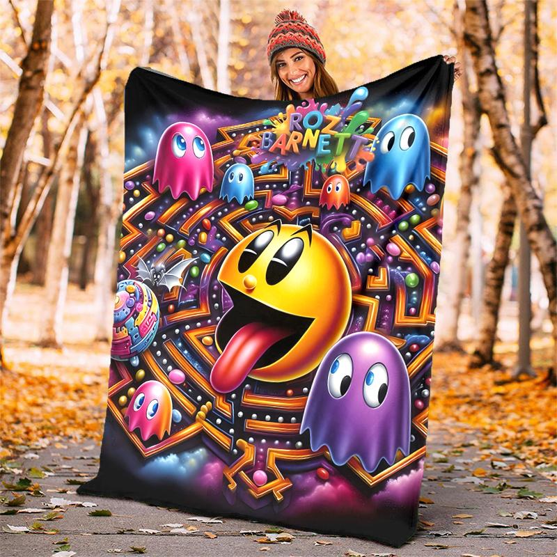 Pixel Game Flannel Blanket Soft Warm All-Season Throw, Design for Camping, Car Travel, Hiking Sofa, Bed, Office Perfect Gift for Parties