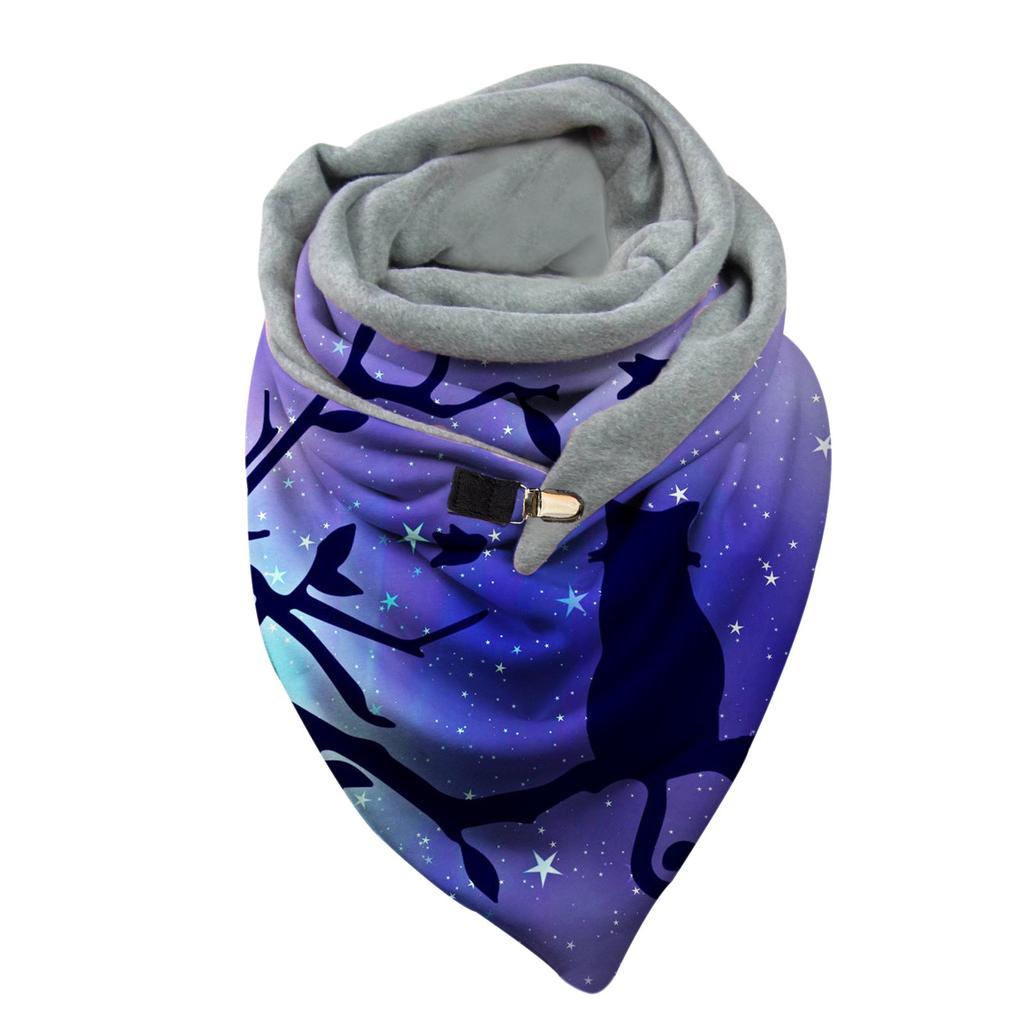 Women Winter Print Button Soft Wrap Casual Warm Scarves Shawls