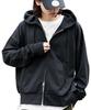 WEGO Unisex Compact Fit Double Zip Zip Autumn Long Size Black Hoodie, Sweatshirt, Hoodie, Outerwear, Clothes, Sleeve, Gift, Men's, M,