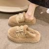 Дизайнерские тапочки-мешки с головой для женщин для ношения осенью и зимой 2025 года, новые домашние тапочки из хлопка на толстой подошве для женщин