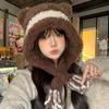 Bear Ears Plush Cute Hat Women's Autumn and Winter Thickened Warm Knitted Hat Cycling Coldproof Ear Protection Lei Feng Hat Trendy