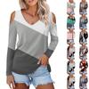 Women's Shirt Blouse Fashion Casual V Neck Print Sexy Off-the-shoulder Long Sleeve Tops
