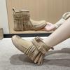 Women Autumn Flat Heel Ankle Boots Retro Suede Tassel Woman Boots Fashion Round Toe Soft Sole Femmes Casual Shoes Plus Size 43