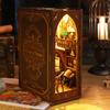 Creative Art Deco Wooden Bookends-DIY 3D Puzzle Miniature Library Scene Stress Relief Craft Desk Decor