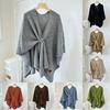 Женский модный длинный высококачественный вязаный шаль-накидка под кашемир, ленивый универсальный кейп-плащ с пряжкой