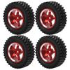 Set of 4 Aluminum Wheel Hubs with Rubber Tires for MN86 112 CarRed RC Parts (Red)