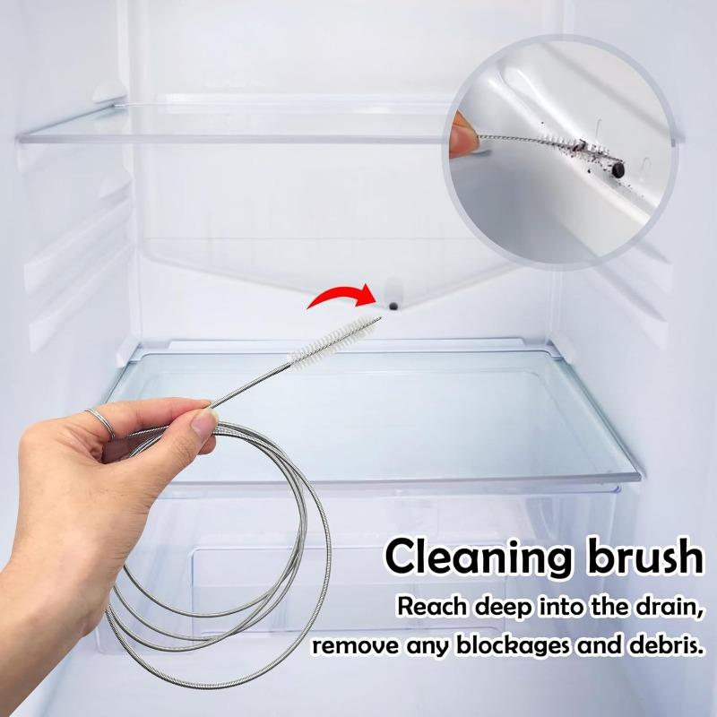 Набор для чистки слива холодильника из 5 предметов – включает стальную вату и щетку для устранения засоров и очистки водостоков