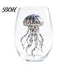 Stylish Nautical Themed Cup Marine Animal Theme Clear Glass Tumbler, Handcrafted Painted Glassware, Elegant Celebration Gift Creative Unique Drinking