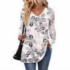 Women's Casual Fashion V-Neck Button Retro Floral Print Long Sleeve Top