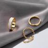 3PCS Punk Minimalist Gold Color Ring for Women Vintage Chain Opening Knuckle Ring Sets Jewelry Korean Joint Rings