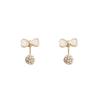 S925 Silver Korean Bow Design Back Hanging Earrings for Women