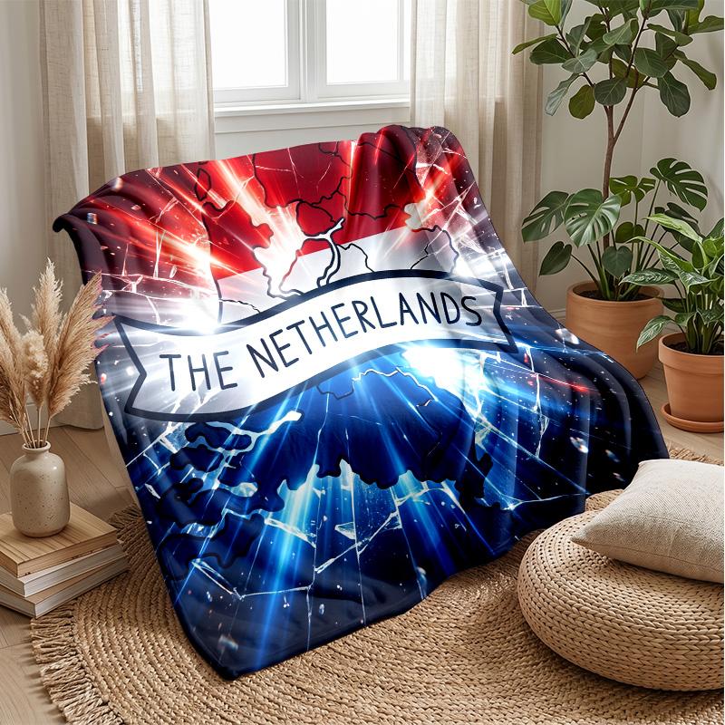 Netherlands Football Printed Flannel Blanket Skin Friendly Warm Decorative Throw for Indoor Couch Bed Daily Use