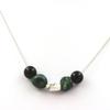 Stones and Minerals. 8mm Black Agate + Chrysocolla from the USA + Howlite Pearl Necklace with Stainless Steel Chain.