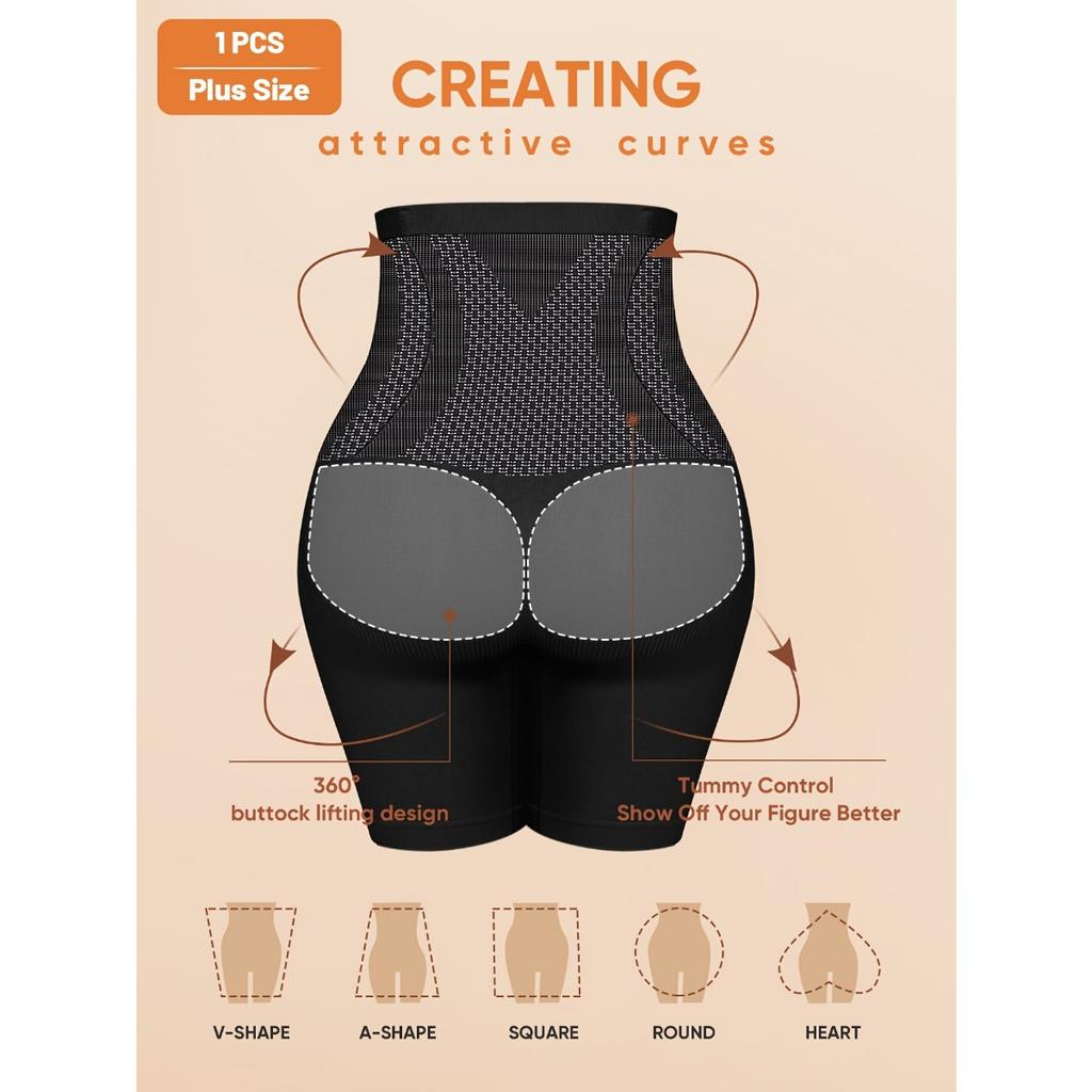 Женские утягивающие шорты с высокой талией, бесшовная подтяжка живота и подтяжка бедер, нейлоновый трикотаж, однотонный, можно стирать вручную, шорты больших размеров