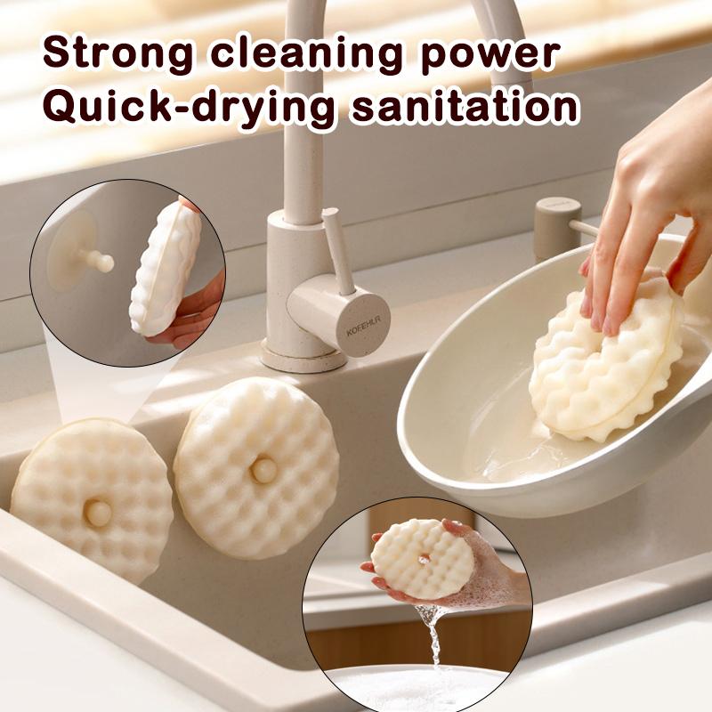 2 шт. Губка для мытья посуды с двойной присоской, губка для мытья посуды, кухонная щетка для чистки, многофункциональный инструмент для чистки