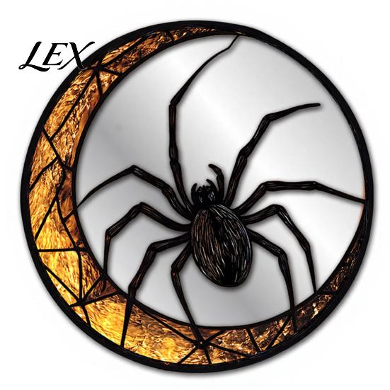 Spider Web Mirror Wall Art Halloween Decorative Stickers with Spiders/Skeletons/Pumpkins, Retro Hanging Spooky Skeleton Ornament, Lightweight for Home