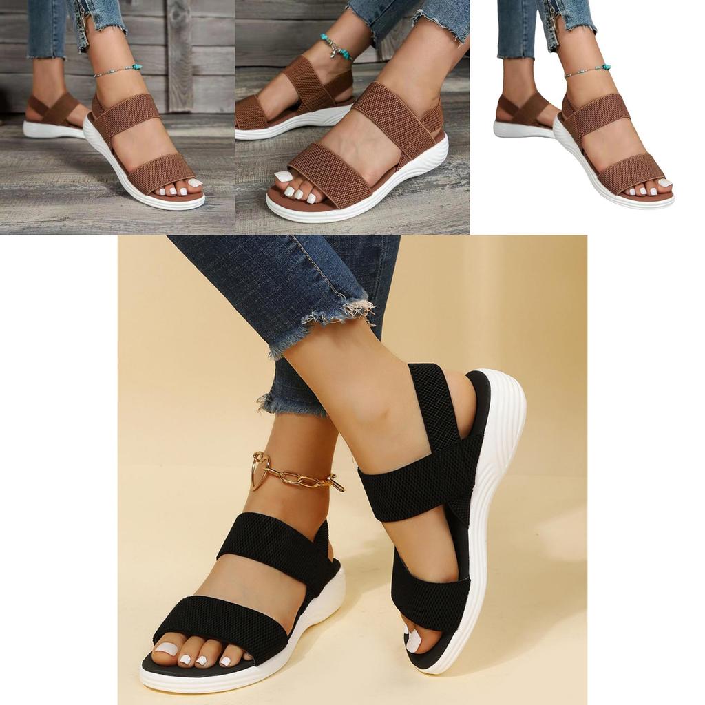 Breathable Big Size Women's Sandals With Knitted Upper And Rubber Sole Characters)