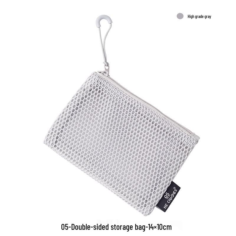 Дофаминовая женская дорожная косметичка с двойной молнией: Портативный сетчатый органайзер для косметики и макияжа