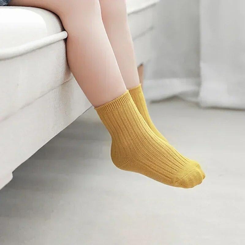 5 пар весенне-осенних хлопковых домашних спортивных чулок в корейском стиле, милые белые высокие длинные носки в полоску для маленьких мальчиков и девочек, аксессуары