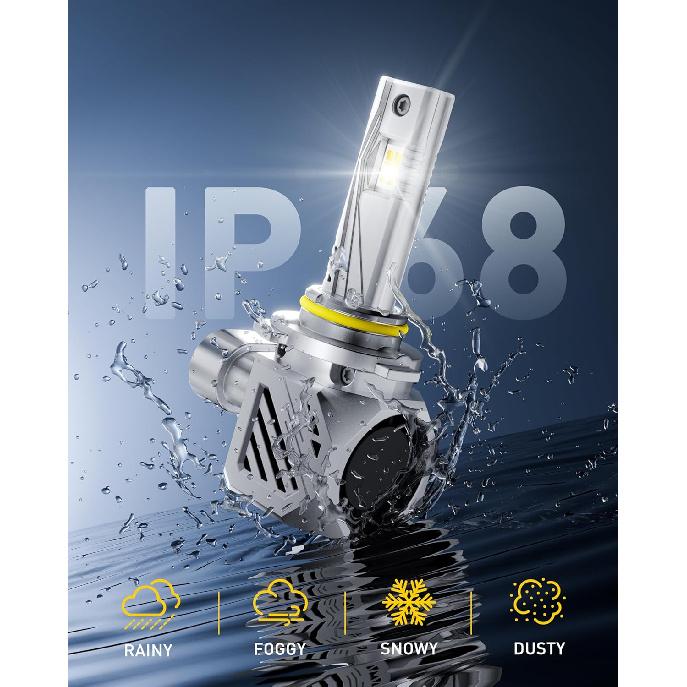 AUXITO 9005 HB3 Bulbs, 48000LM 1000% Brighter 6500K Cool White Light With Fan, DRL Daytime Running Light Bulb LED Fog Light 30 Years Lifespan, No