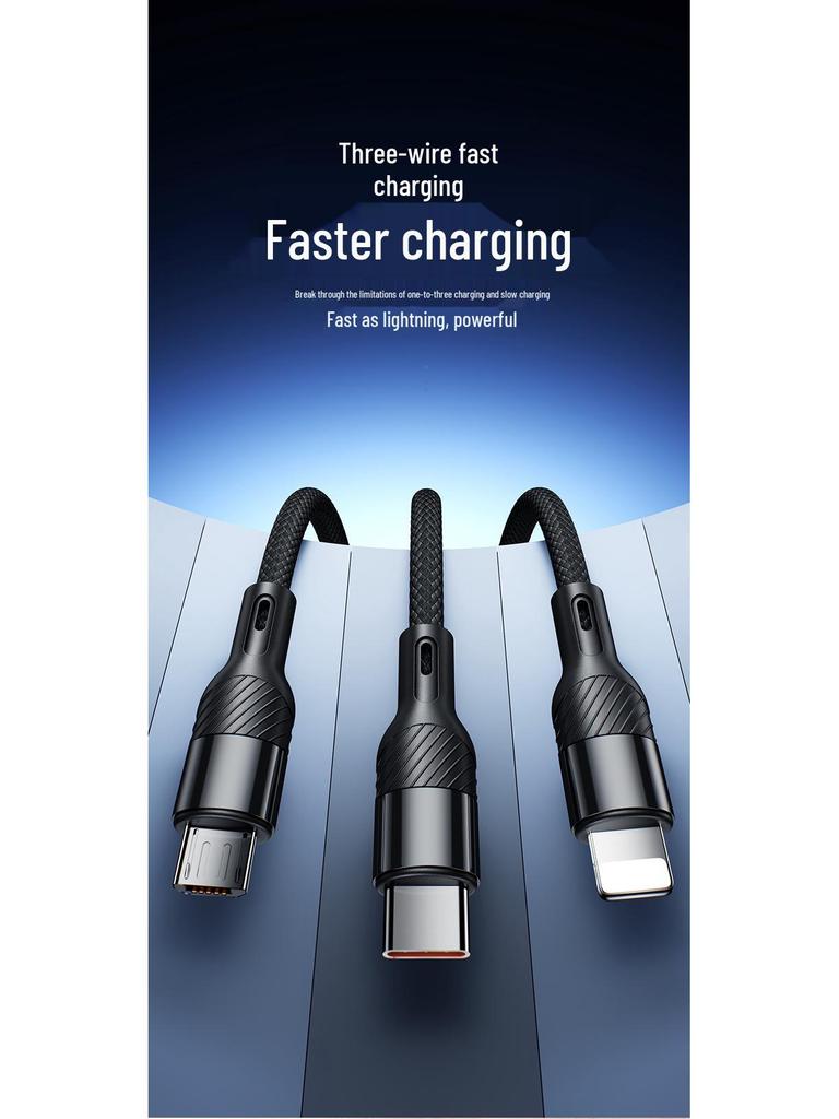240W Multi-Function 3-in-1 Fast Charging Cable for Mobile Phones