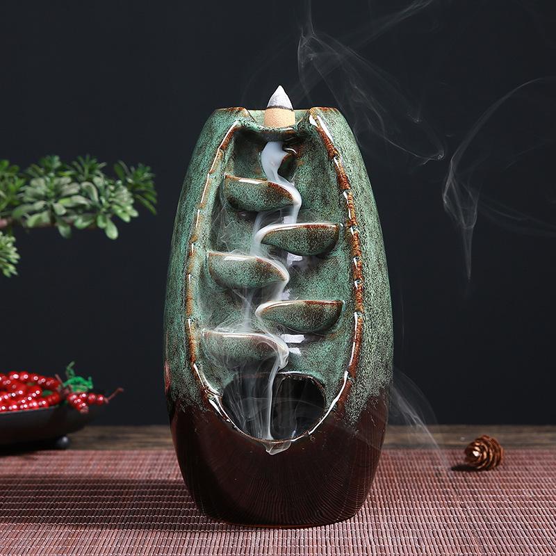 Всесторонний flowing sand incense burner: Керамический монах Будда Майтрейя Украшение