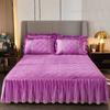 Luxury Solid Color Crystal Velvet Quilted Bedspread King Queen Size Lace Soft Coral Fleece Bed Skirt Not Including Pillowcase
