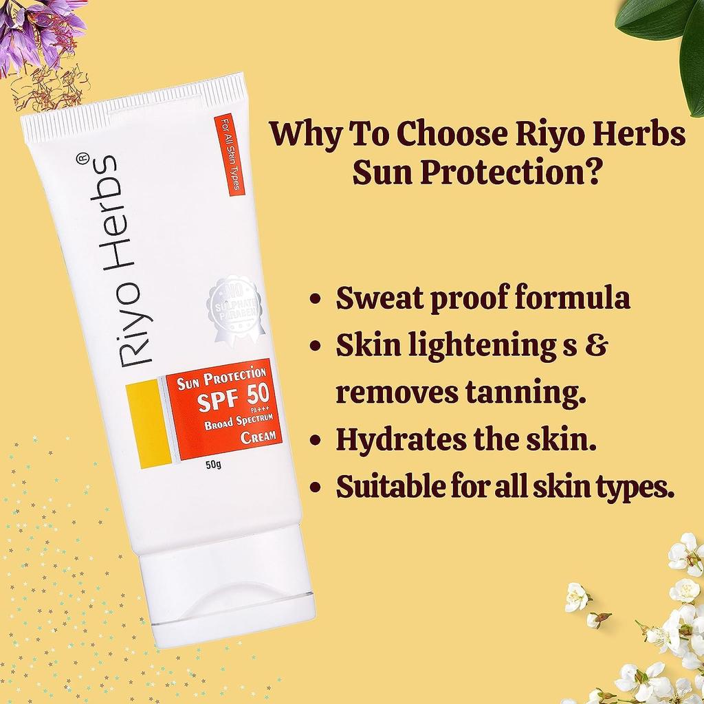 Солнцезащитный крем SPF50 50 г, с алоэ вера и шафраном для защиты от солнца, легкий крем | Помогает защитить вашу кожу от лучей UVA и UVB