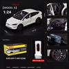 AKW1 Новый 1:24 Симуляция Модель автомобиля Tesla X из сплава Звук и свет Инерционная игрушечная машинка Металлическая Электромобиль Коллекция для мальчиков Украшение Подарок