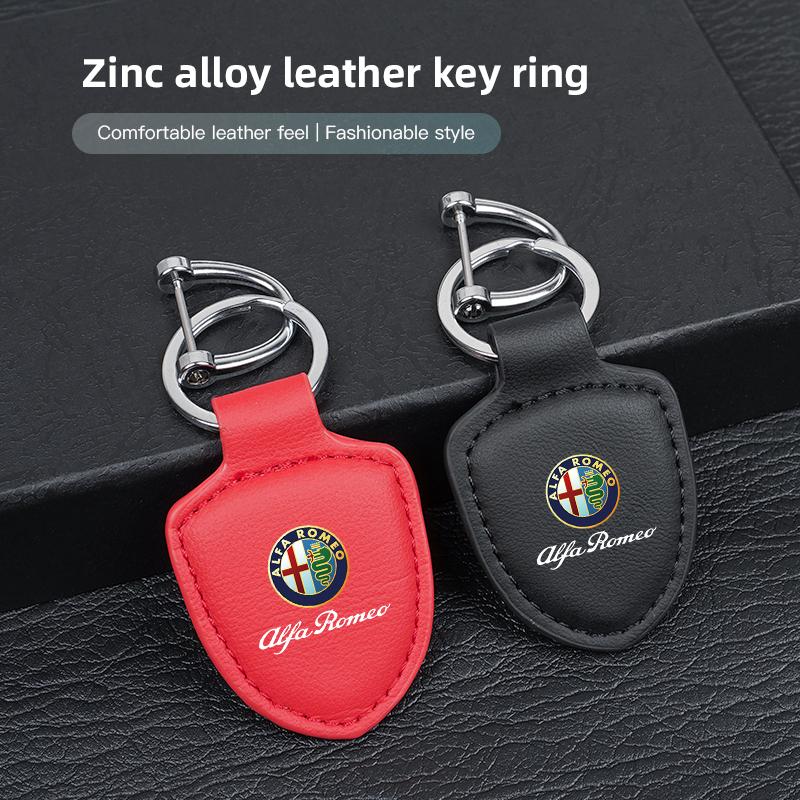 For Alfa Romeo Leather Car Keychain Logo Styling Key Chain Rings Auto Accessorie For Alfa Romeo 4C 159 166 Mito 147 8C GT Spider
