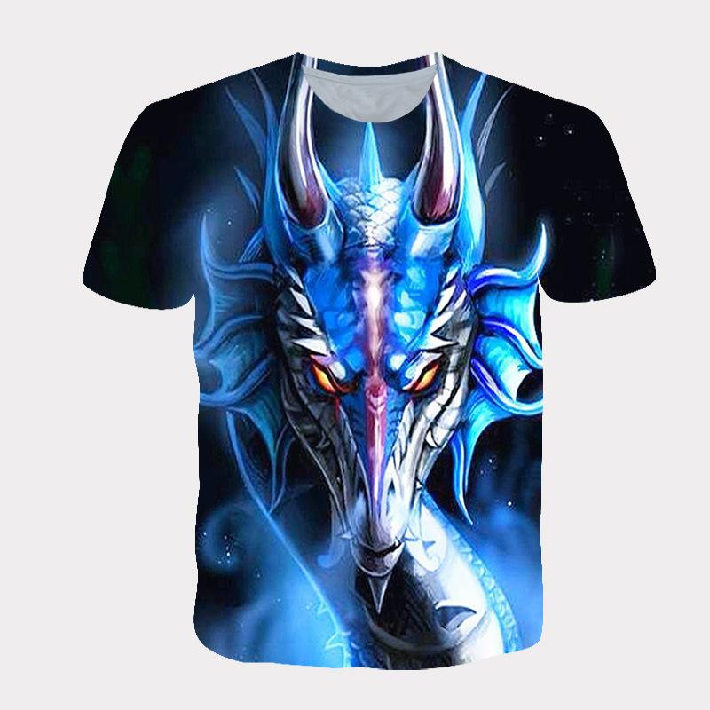 Летняя футболка с круглым вырезом, свободного кроя, из серии «Животные», с доминирующим узором дракона, 3D-принт, удобная, повседневная, мягкая, с коротким рукавом