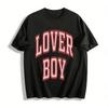 Повседневная свободная футболка с принтом LOVER BOY в американском колледжном стиле для пары, футболка из чистого хлопка