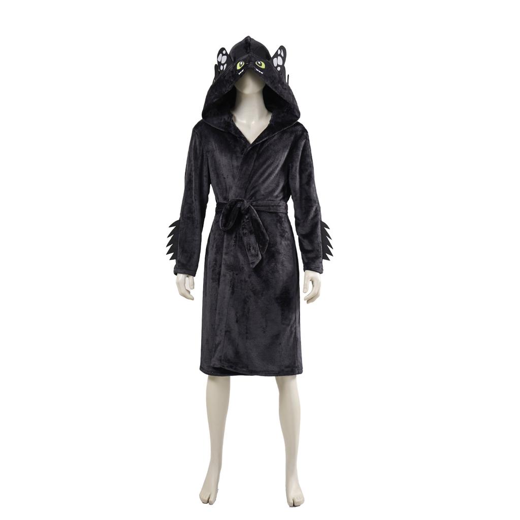 Cute Toothless Dragon Bathrobe with Hood, Soft Plush How To Train Your Dragon Robe, Family Matching Pajamas Cosplay Outfit, Factory Price