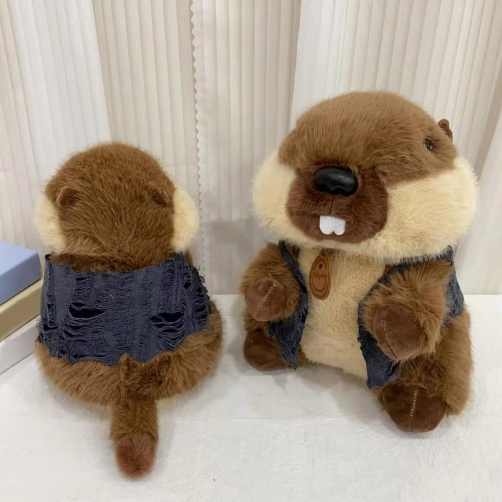 Funny Marmot Plush Toy Popular Vest Marmot Plush Doll Office Desktop Ornament